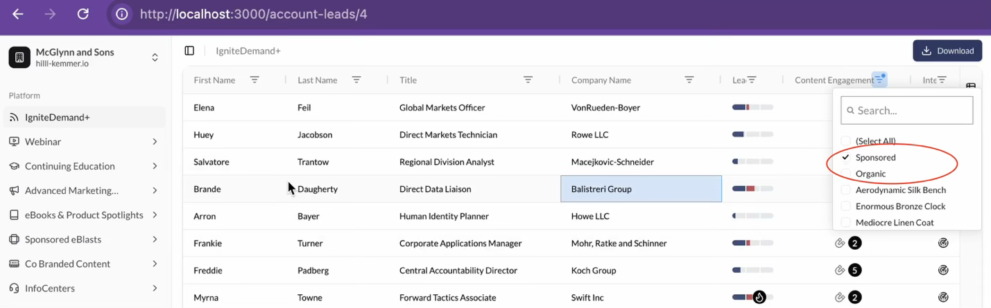 Sponsored & Organic Content Filters